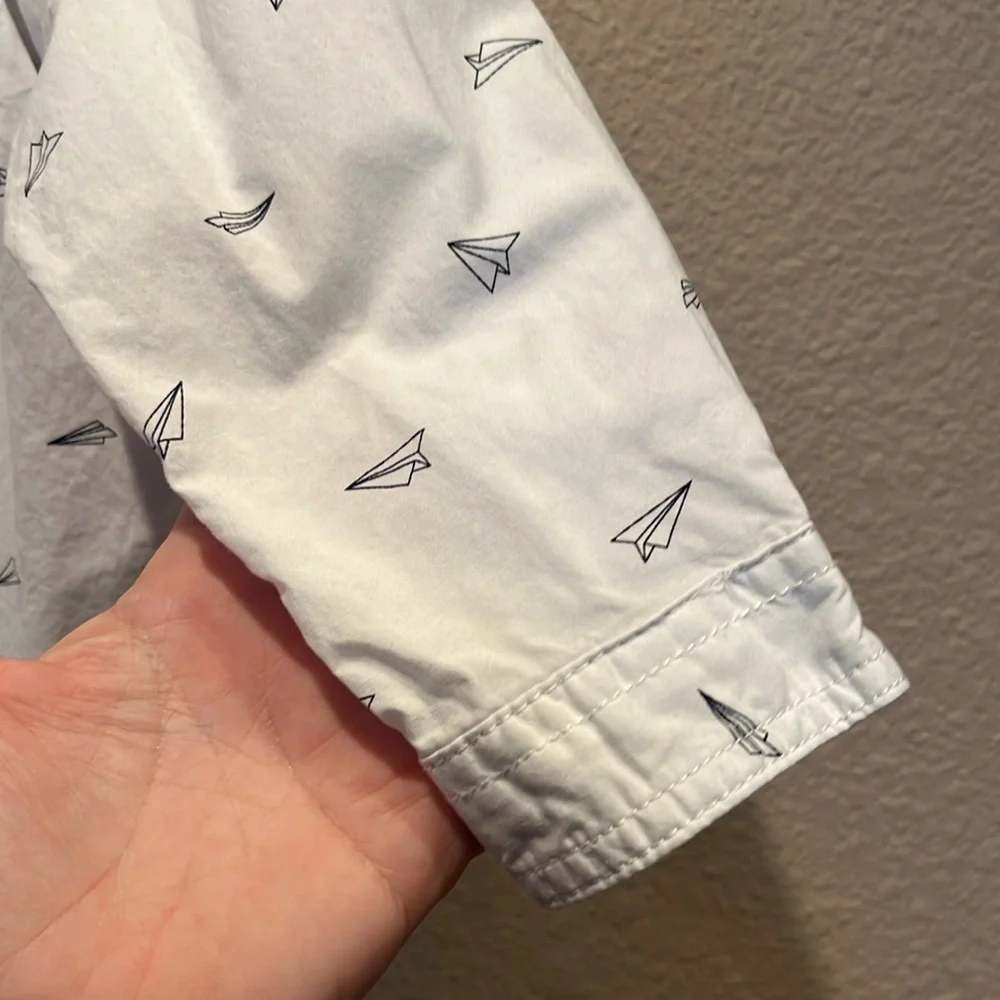 Gymboree Boy’s Button Down Oxford Shirt Paper Airplanes Size 3T